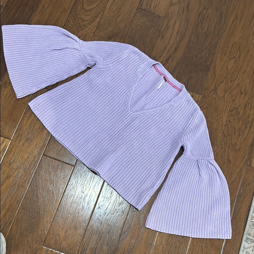 Free People Lavender Bell Sleeve Sweater